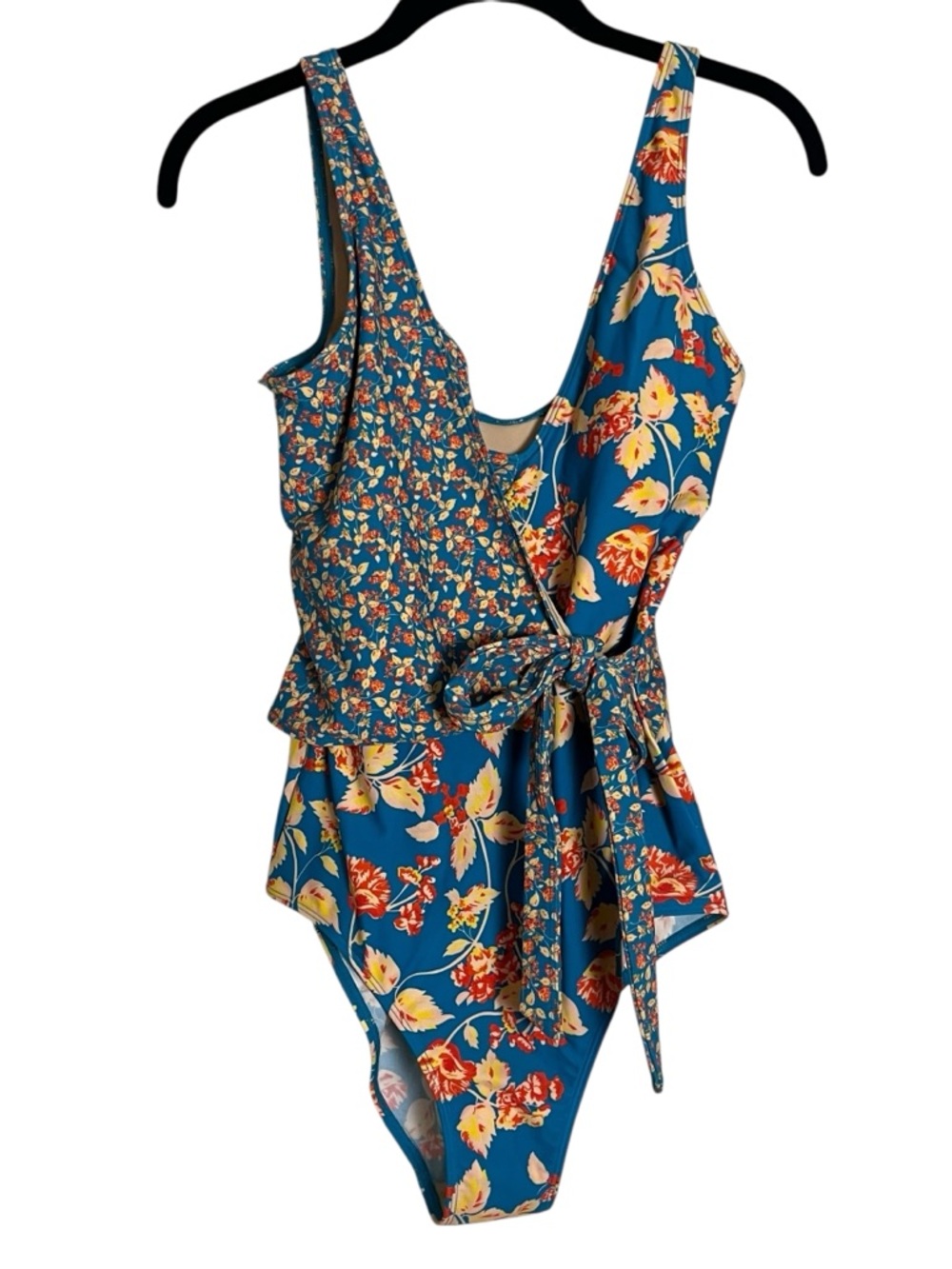 Summersalt x DVF The Perfect Wrap One Piece Swimsuit Floral Teal  NWT 2022 6LT - Picture 4 of 16